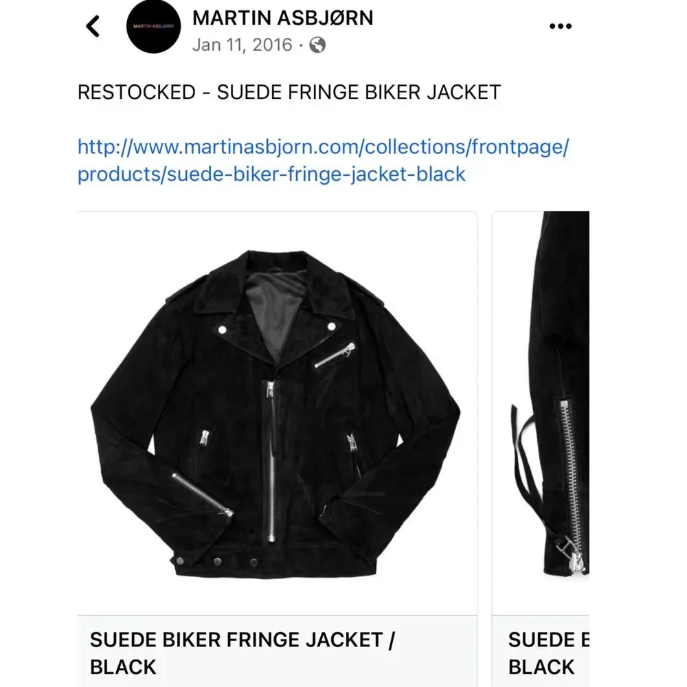 Martin Asbjorn Suede Leather Fringe Moto Biker Jacket Navy Blue Silver Sz Large - Picture 16 of 16